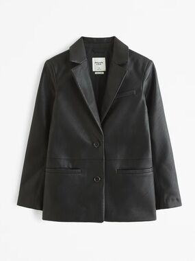 Abercrombie & Fitch Black Faux Leather Blazer Jacket